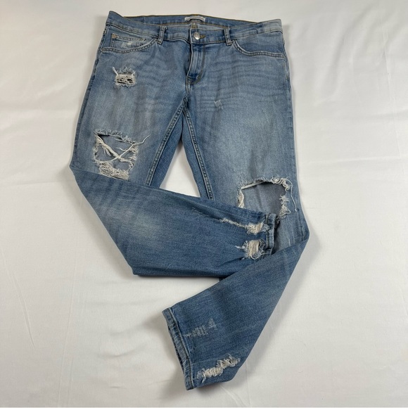 Zara Woman Premium Denim Collection Distressed Ripped Blue Jeans Women’s USA- 8 - Picture 2 of 16
